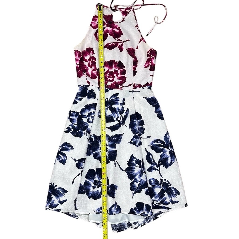 Maggy London Dress Womens Size 6 White Floral Fit & Flare Halter Summer - Picture 8 of 11
